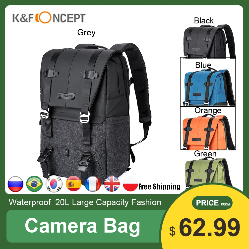 K&f Concept Camera Bag Camera Backpack Waterproof 20l Large Capacity