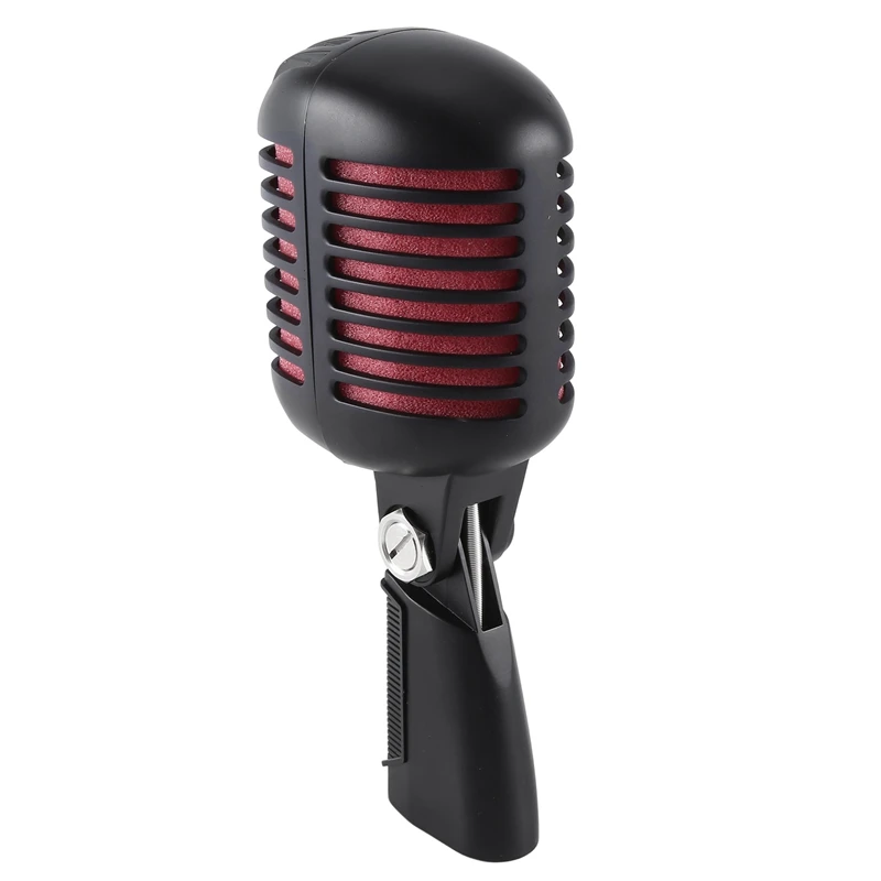 Microfone Vocal Dinâmico Retro Clássico Profissional, Microfone Swing Preto e Vermelho para Performance ao Vivo, Karaoke, 1 Pc