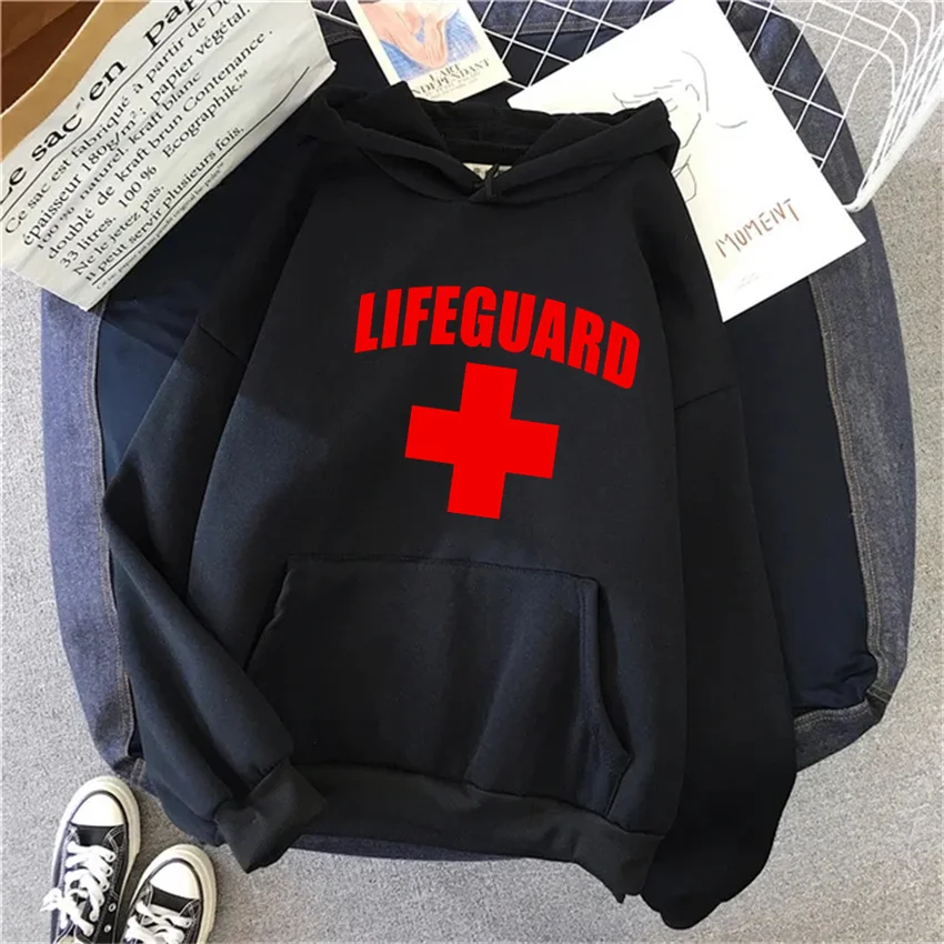 Autumn Women Hoodies Funny Lifeguard print Hip Hop Fleece Woman Casual Pullover Unisex Streetwear Male Y2K Clothes Female Hoody 4