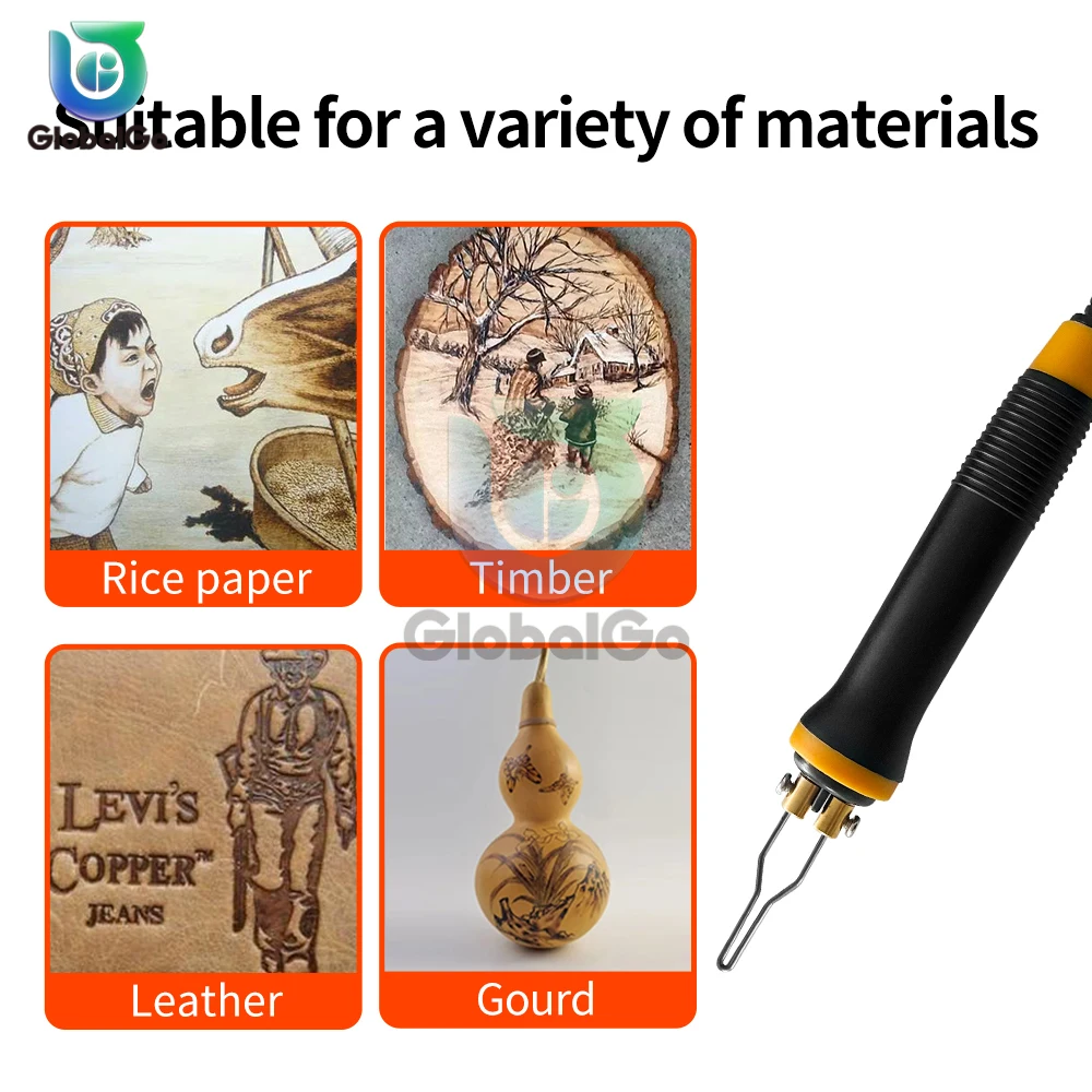 Adjustable Temperature Wood Burner 300-700℃ Heating Wire Pen Tips Station Pyrography Pen Set Electric Soldering Iron AC110V 220V 2