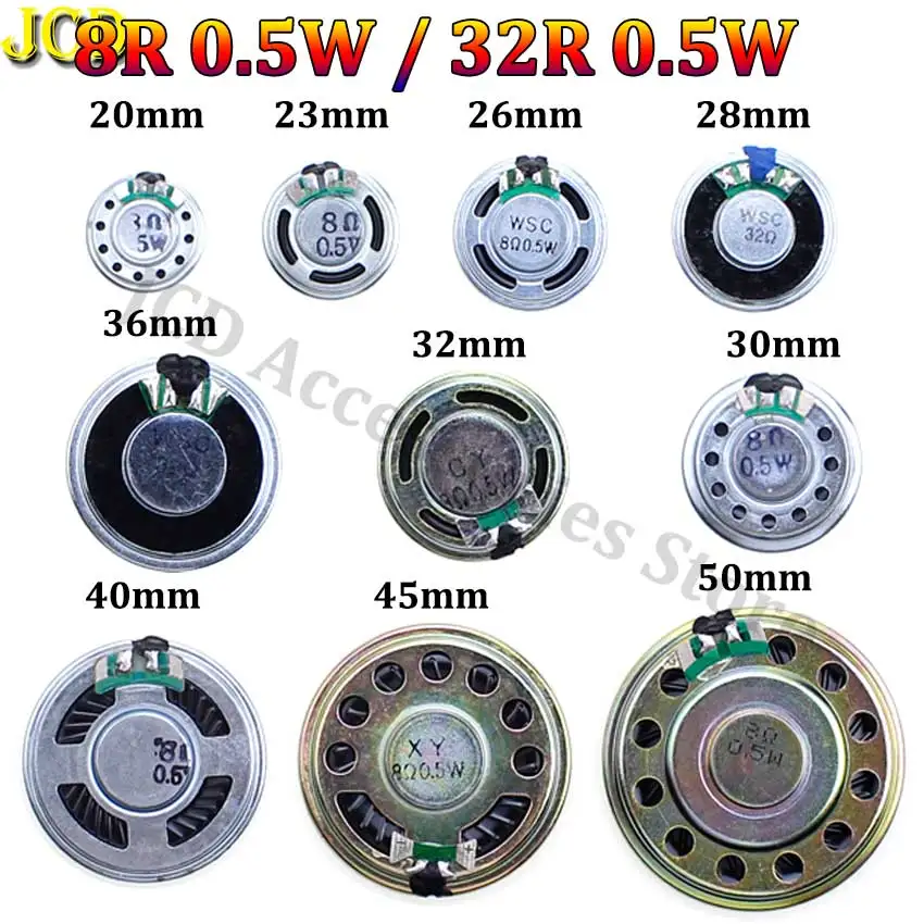 1pcs 8 32 Ohms 0.5W Ultra-thin Audio Speaker Diameter 20/23/26/28/30/32/36/40/45/50mm