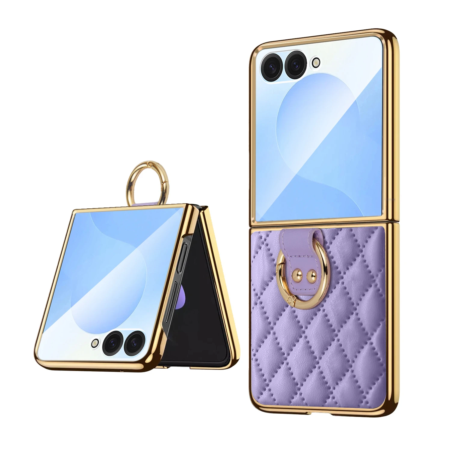 Luxury Ring Buckle PU Leather Phone Case with Back Cover