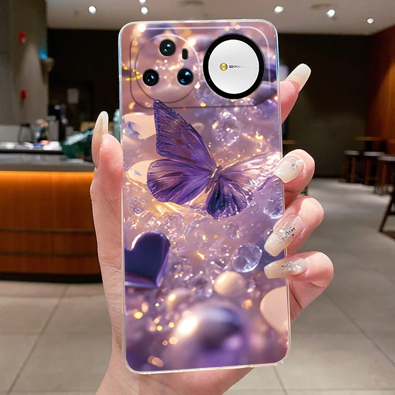 Clear Luxury Fashion Butterfly Flowers Soft TPU Phone Case