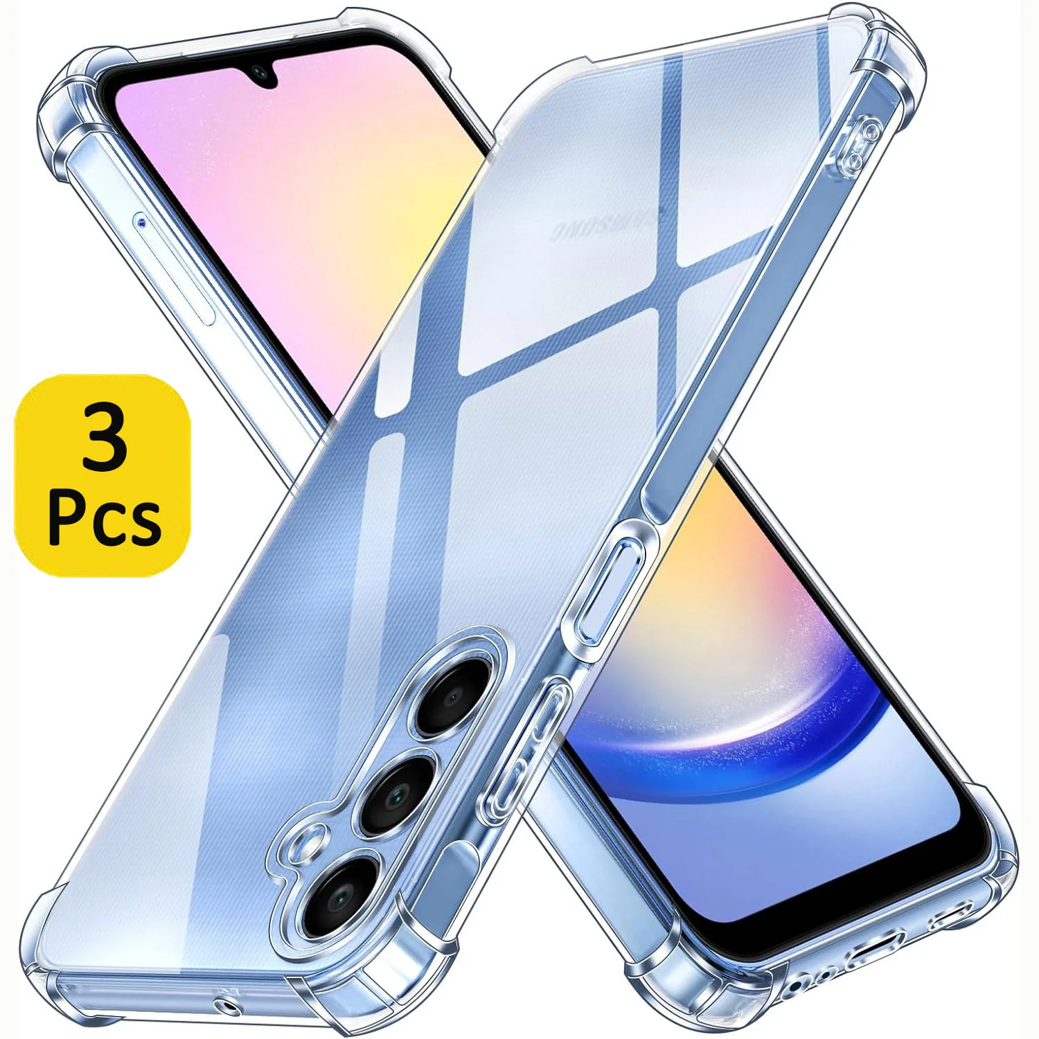 Custodia Trasparente 3 Pezzi Per Samsung Galaxy A25 5G A05 A05S A15 4G A55 A35 5G Cover Morbida In Silicone Antiurto Spessa Per Samsung A15