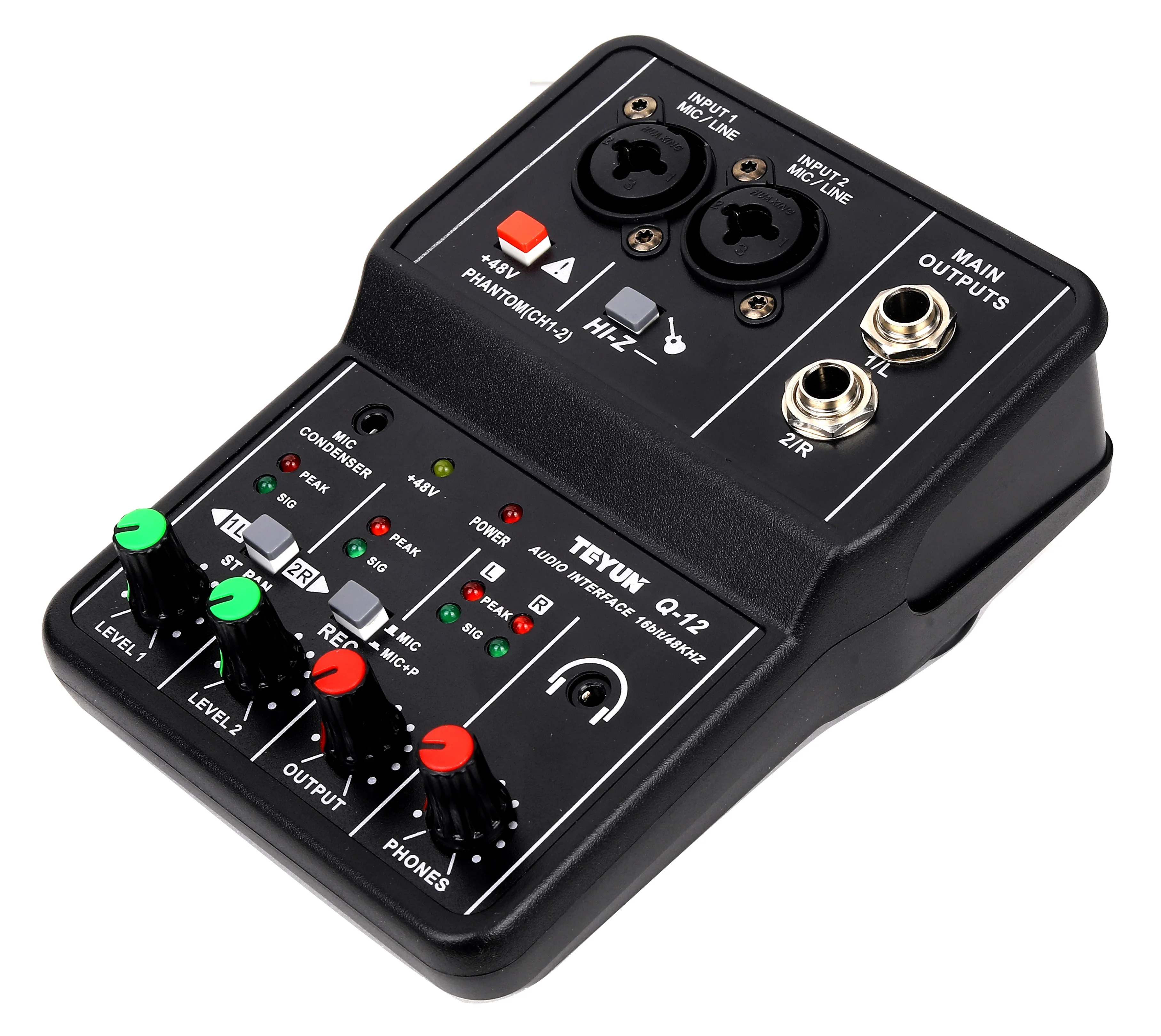 TeyunQ12 Audio Interface for Recording Computer Free Drive USB External Sound Card for Pc Pro Audio Equipment Professional Video audio interface