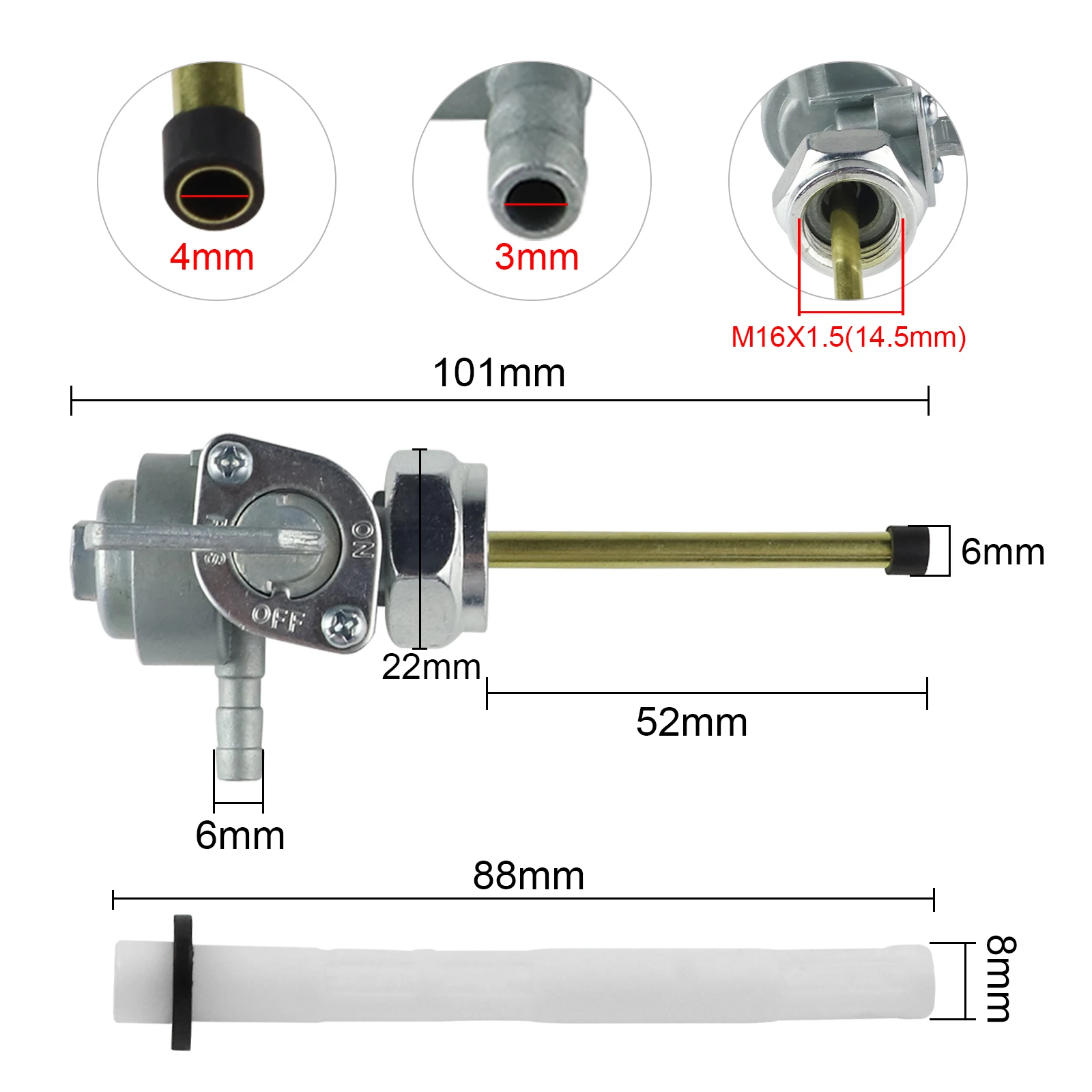 Motorcycle Fuel Valve Fuel Petcock Valve Fuel Tank Switch Cock Tap M16*1.5 For Honda CX500 CB500 CB550 CB400 CB350 CL350 CM400 XL250S XL350