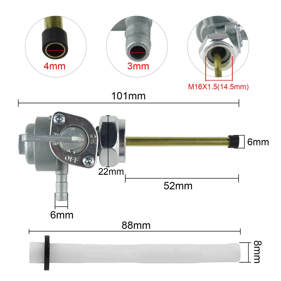 Ymiko Valvola Rubinetto Carburante Per Moto CB350 CB400 CB750 CB900 CX500 – Ricambio In Alluminio E Plastica - 4