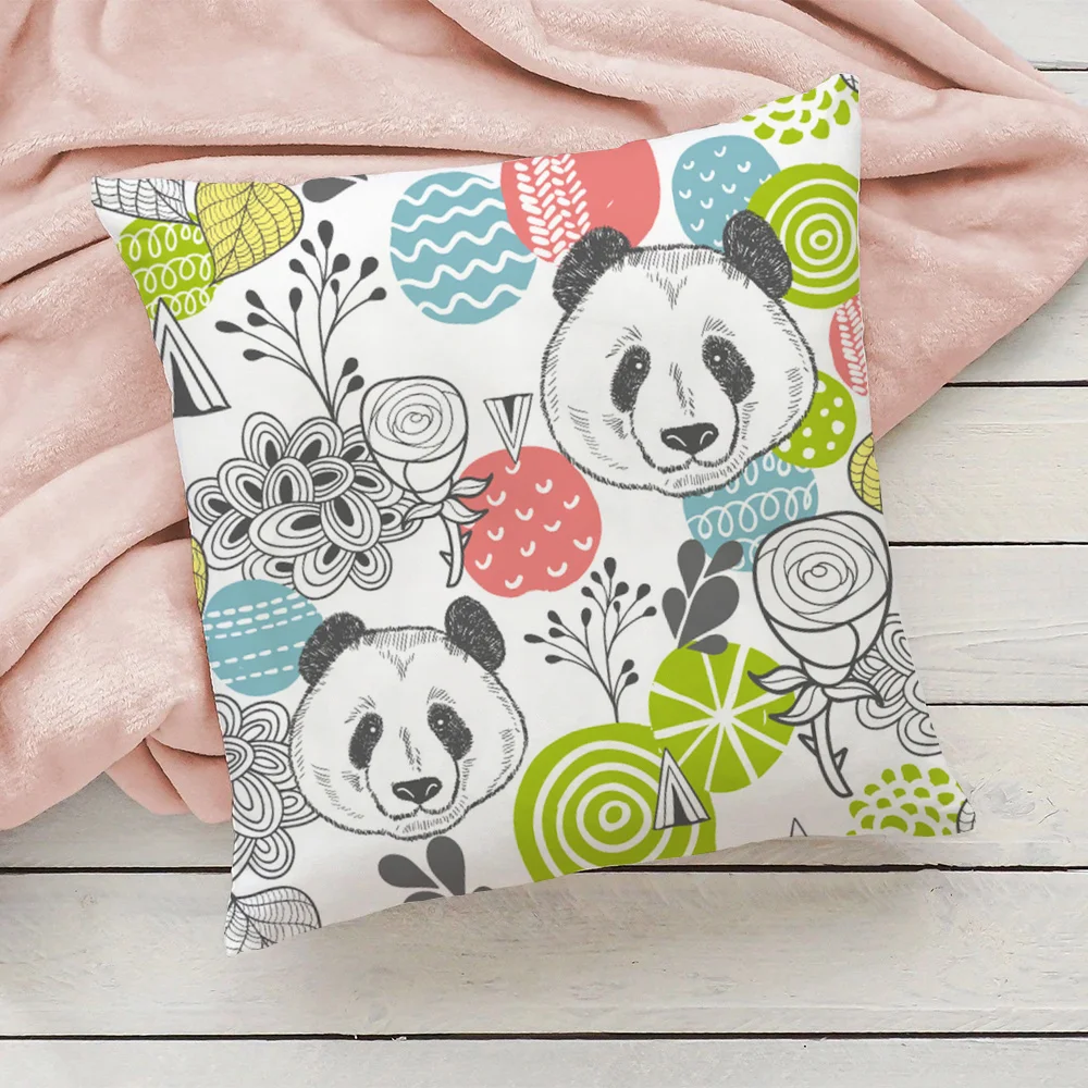 

Panda Cushion Cover 45x45 Cushions Covers Decorative Pillowcases 50x50 Home Decoration Accessories Pillowcase 40x40 Short Plush