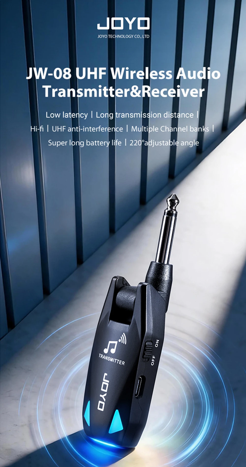 JW-08 Wireless Audio Transmitter Receiver UHF Anti-interference Band 2MS Low Lat