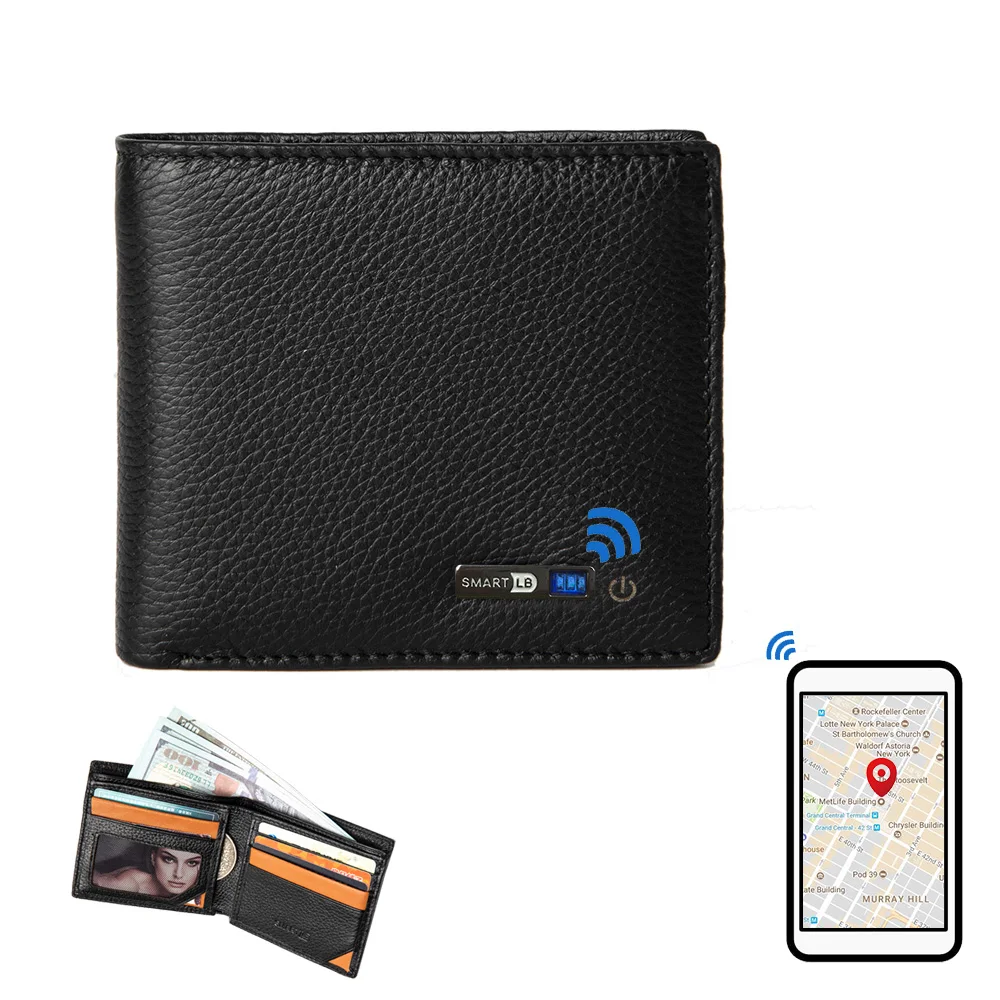 Portefeuille intelligent avec traqueur GPS et Bluetooth, porte-cartes de crédit mince, portefeuilles à la mode, cadeau pour la fête des pères