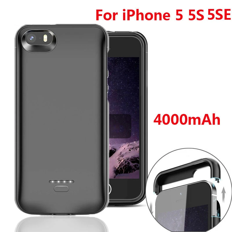 Funda de cargador de batería de 4000mAh para iPhone 5, 5S, 5SE, Xs, Max, funda de batería portátil para iPhone SE, 5, 5S|Cajas de de batería| - AliExpress