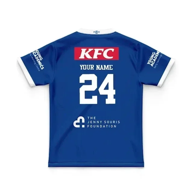 thumbnail image 1 of Camiseta de rugby de entrenamiento local/visitante/para niños Bulldogs 2024 - Talla para hombre: 16-26 (nombre y número impresos) Calidad superior, 1 of 5