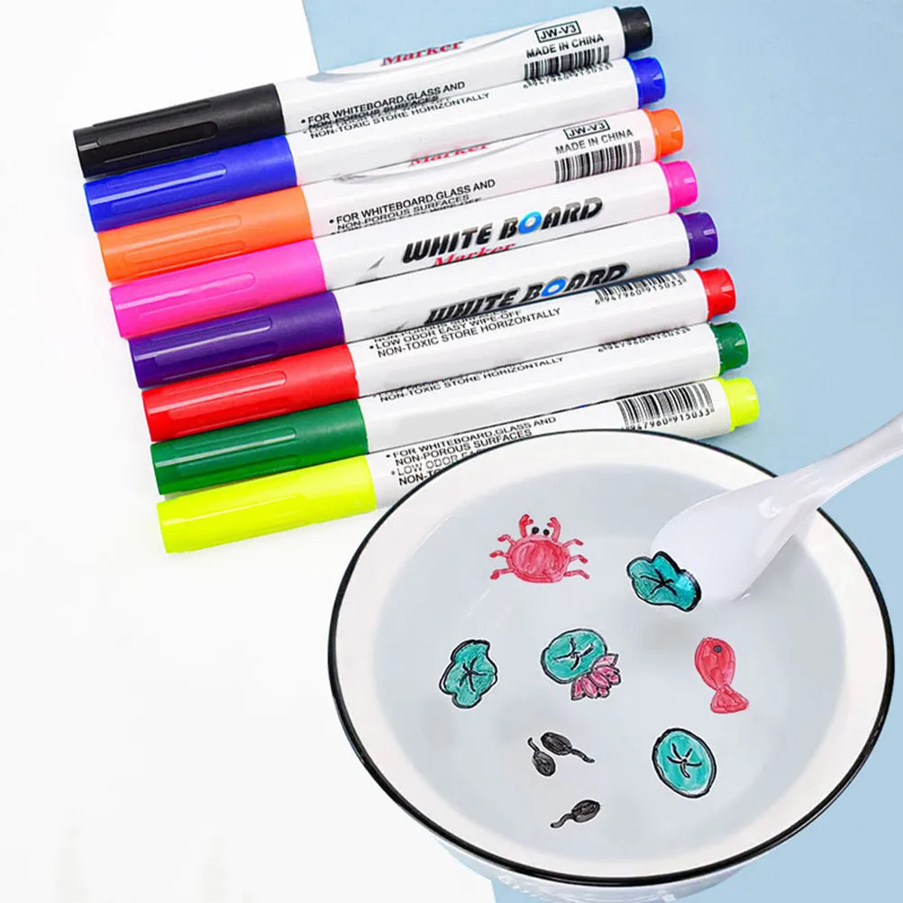 12Pcs 물에 뜨는 화이트보드 마킹 펜 사무실 학교 교실 쓰기 용품을 위한 가볍고 부드러운 잉크