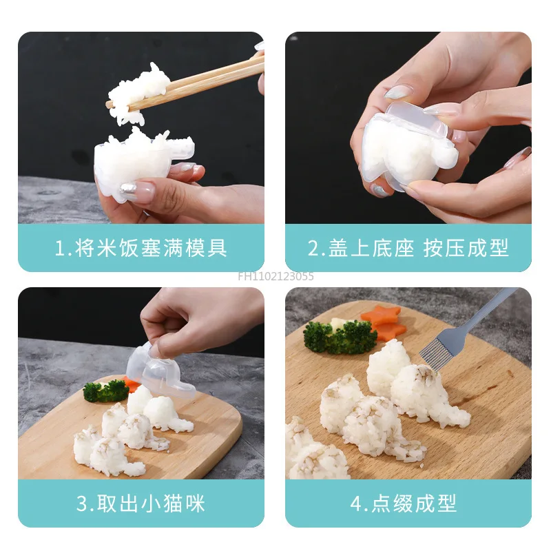 Cat Sushi Mold Rice Ball Mold Cartoon Cat Pattern Sushi Bento Nori Kitchen Rice Decor Kits Sandwich Maker Mold Kitchen Gadgets