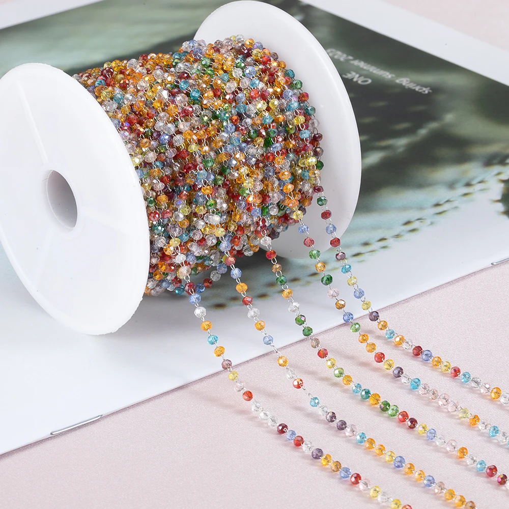 2 Meter 1 Meter Edelstahl 2,5 mm Kristallperlen Kette Naturstein Perlenketten für Halskette Armband Schmuckherstellung DIY – Detail 4