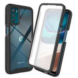 Sky TPU/PC Shockproof Crystal Case with PET Screen Protector - 360° Full Coverage for Moto G42 4G (Black)