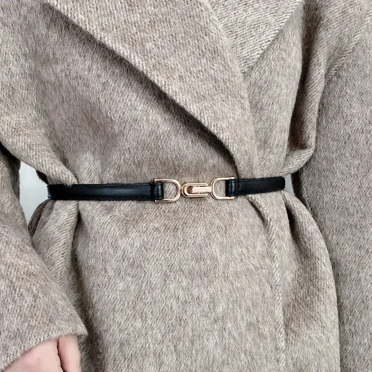 

Women's Fashion PU Belt Soft Fit Belt Black Fine Luxury Belt Decoration Jacket Sweater Belt Decoration 304