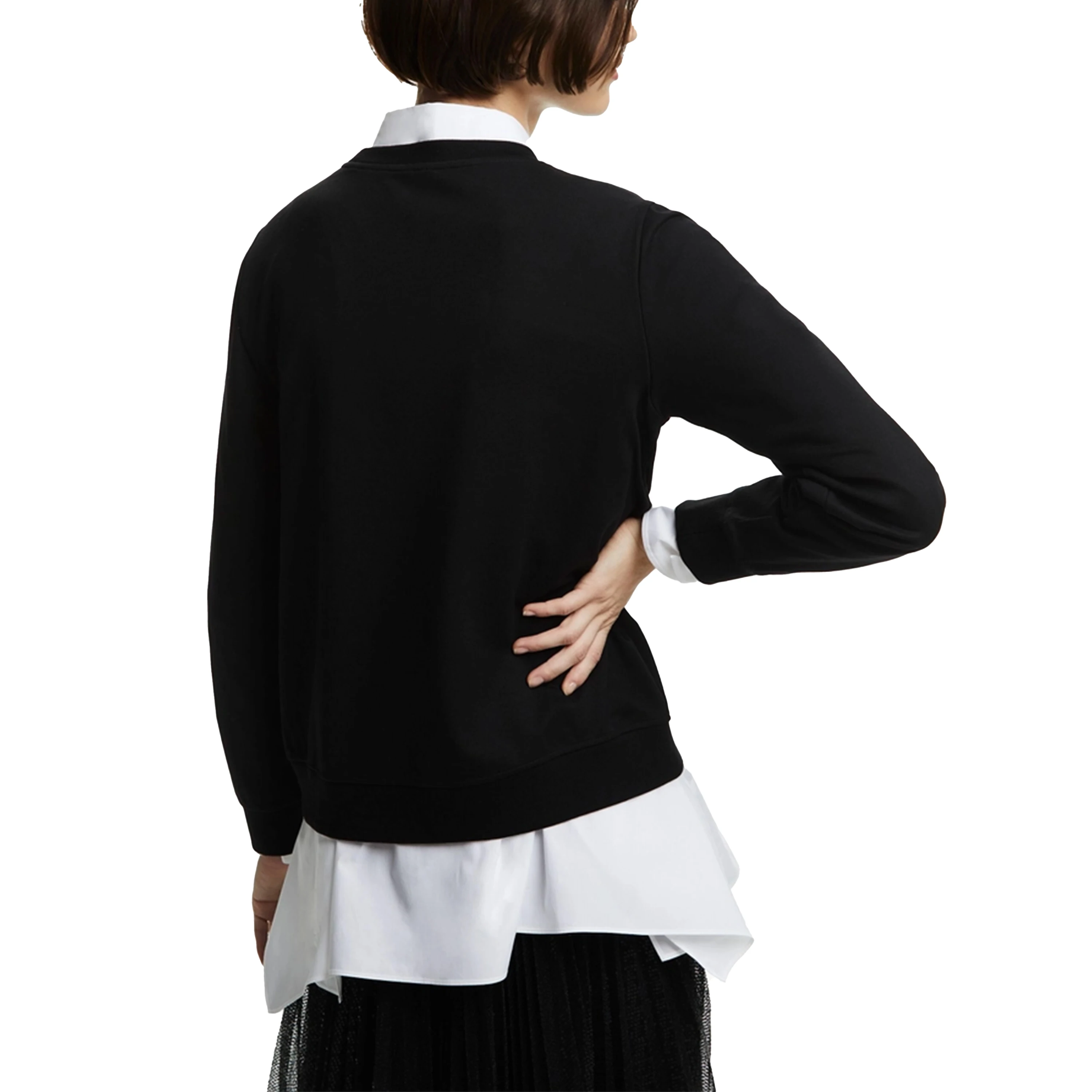 CHCH Women's Hoodie New Black Round Neck Embroidered Women's Top 2
