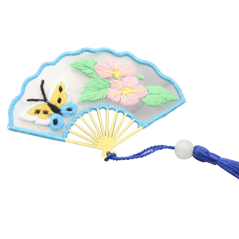 Bookmarks Cross stitch Fan Tassel DIY Embroidery Exquisite Needle Minder Kit Threads Knitting Fabric Needlework Decor Jewelry