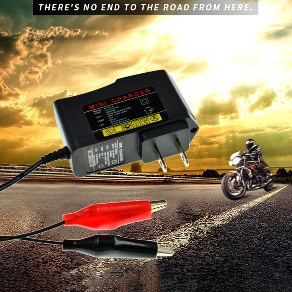 

12V Motorcycle Lead Acid Mini Smart Battery Charger LED Indicates Charging Status Red-charging Green-fully Charged Car Charger