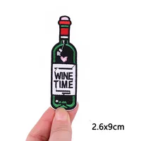 Buy Wine Time Patches | Embroidered Patches for Clothing | Red Wine Bottle Cup Patch Tape Badges | Iron-On Patch Jacket Stripes Online - Image 3