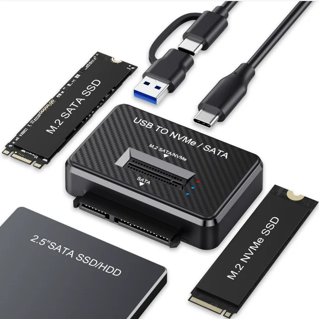 M2 SATA NVMe to USB 3.1 10Gbps Direct Plug 2.5 inch SATA SSD Adapter for 2230 2242 2280 22110 M2 SSD Enclosure Docking base
