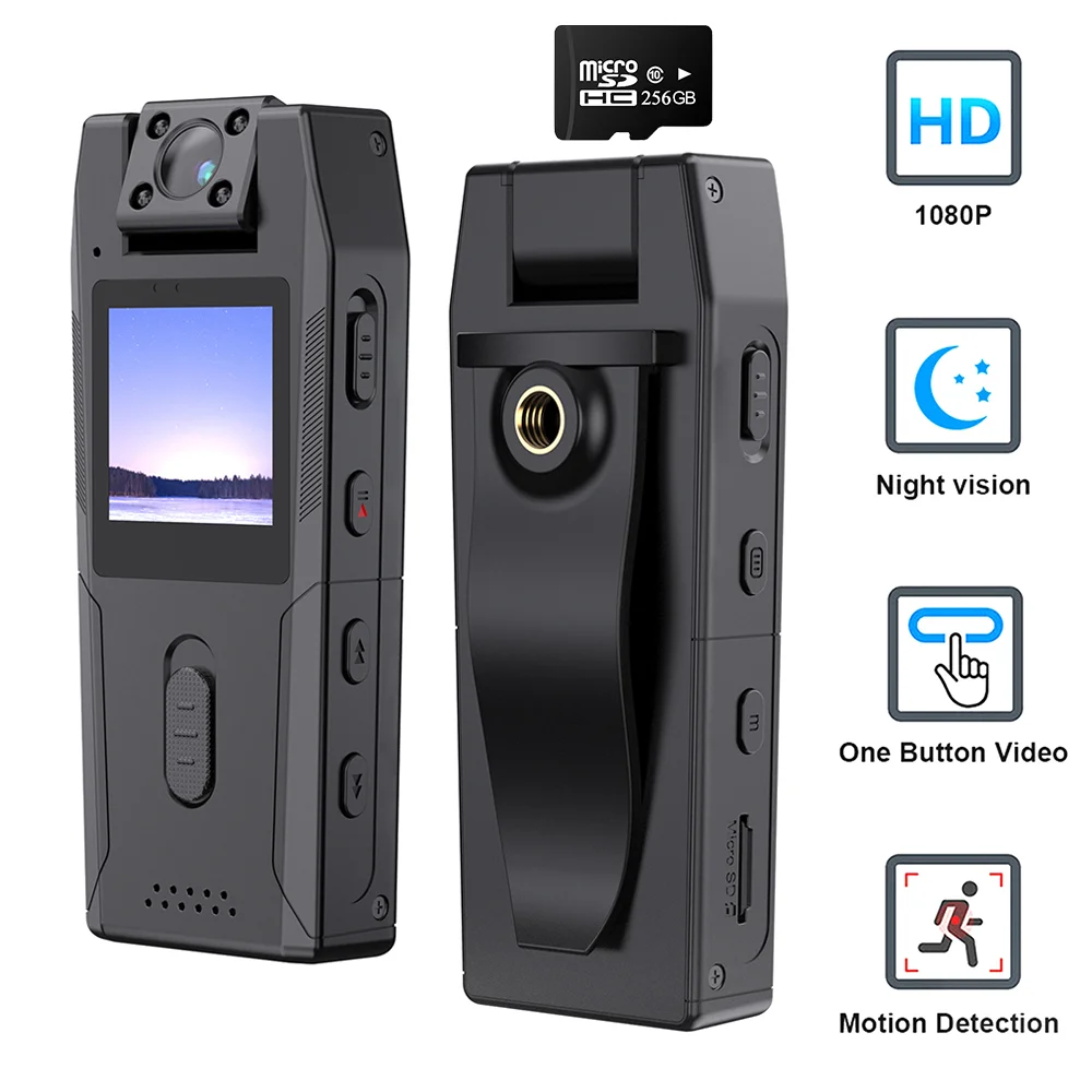 풀 1080P HD 미니 카메라, 1250mAh 캠코더 바디 캠코더, 소형 180 ° 광각 회전 자전거 카메라, 스포츠 DV 자동차 DVR 웹, DV3