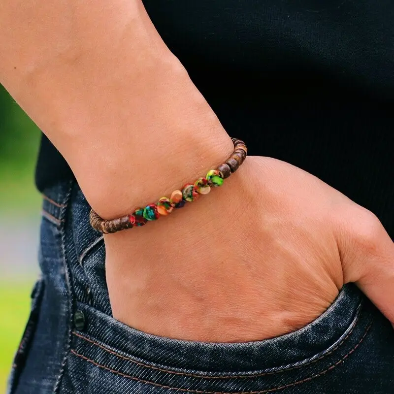 Multicolor Beaded Wooden Unisex Bracelet Bohemia Jewelry