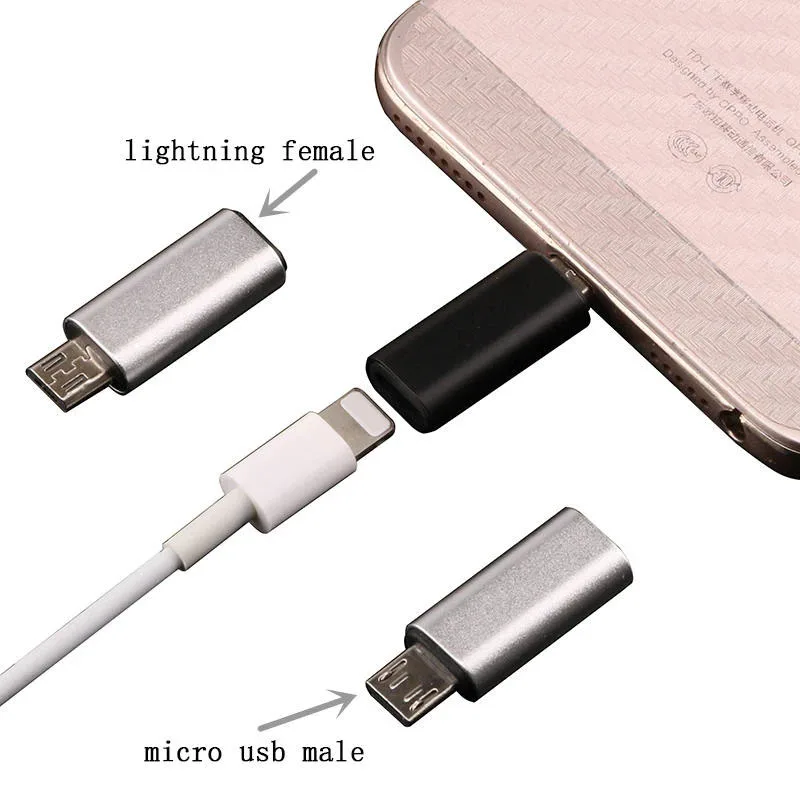 8Pin Lightning Female To Micro USB Male Adapter Converter for Android Phone Charging Samsung Xiaomi