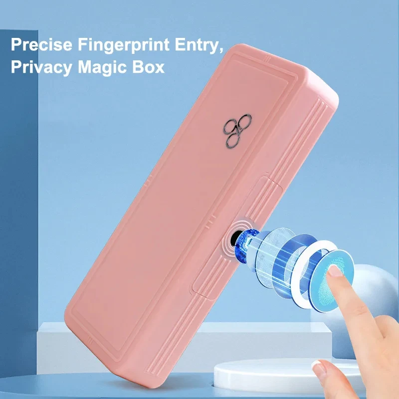 Fingerprint Safe Box Safe Jewelry Stationery Security Key ID Card Storage Box Secret Hidden Safe Privacy Protection Cosmetic Box