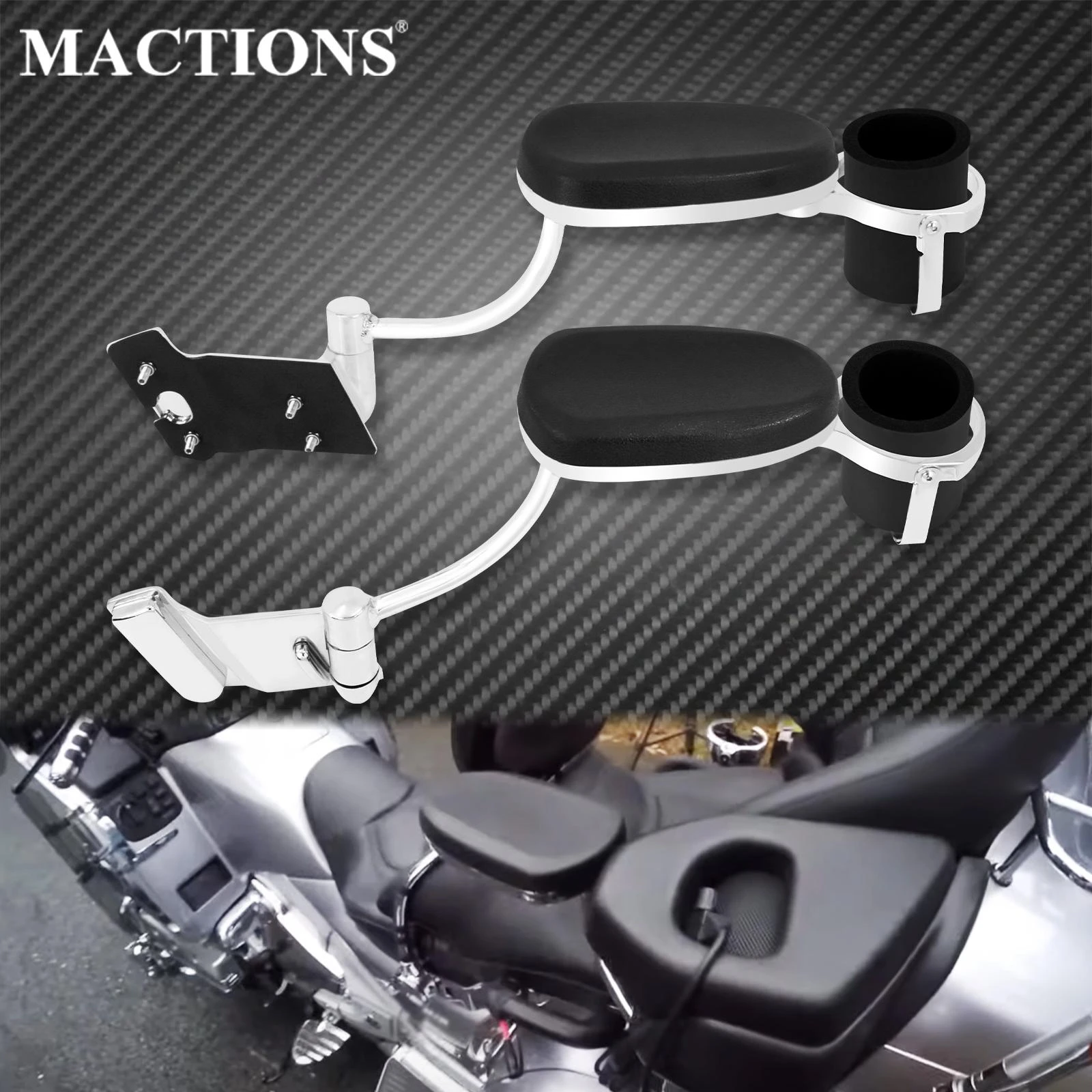 Motorcycle Chrome Rear Adjustable Passenger Armrests For Honda Goldwing
