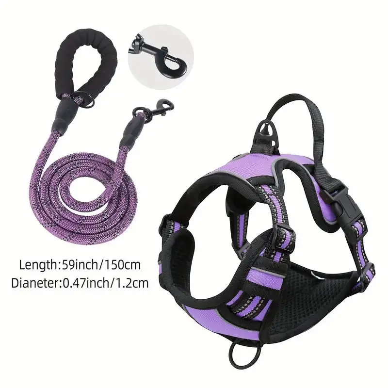 thumbnail image 1 of Arnés para perros de servicio con clip frontal, resistente, reflectante, asa de fácil control para pasear perros grandes, fácil de controlar para perros pequeños y medianos, 1 of 5