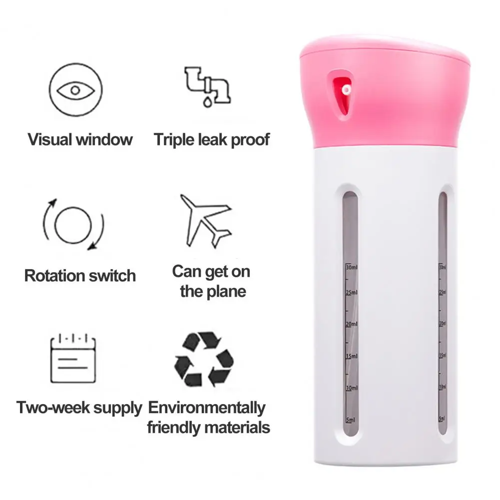 Body Wash Container Versatile 30ml Dispensing Bottle 4-in-1 Empty Sub-bottle with Transparent Window Capacity Scale for Shampoo