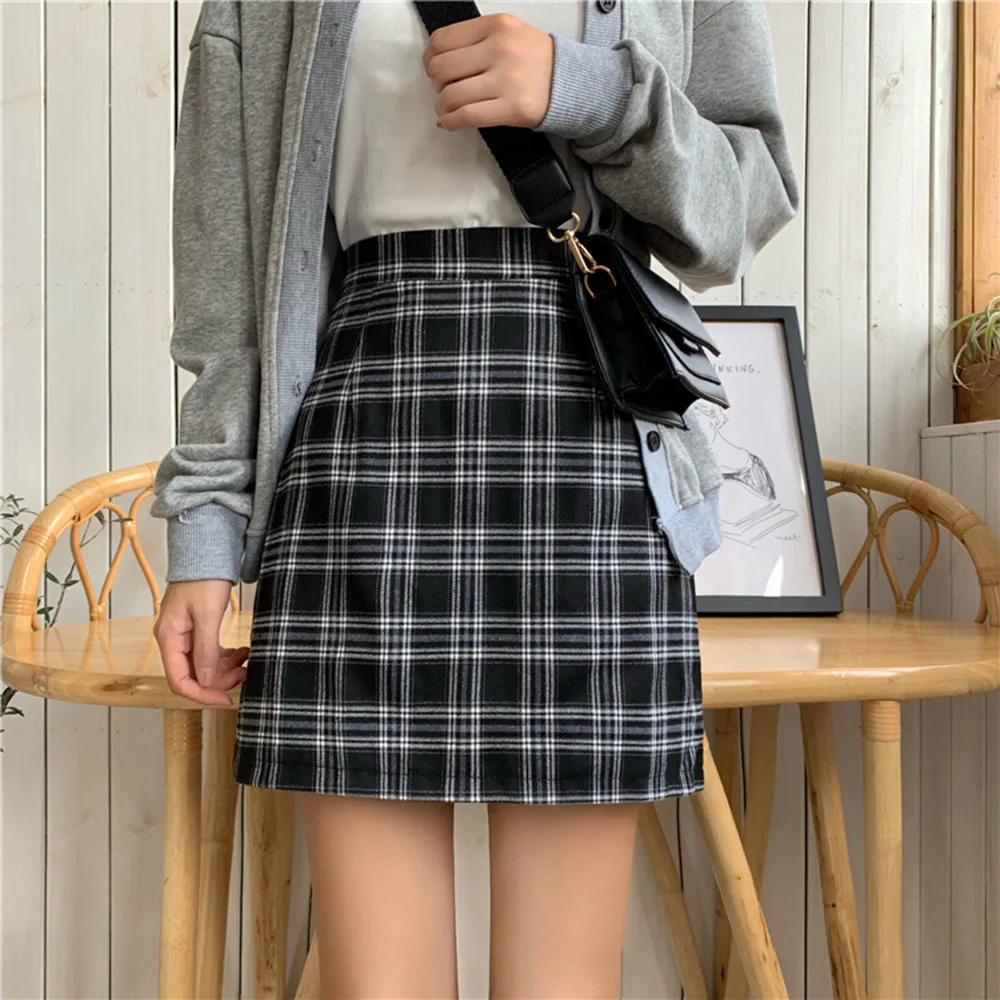 

Summer Autumn Skirts Women Retro Plaid Mini Skirt A-line Ulzzang High Waist Students Newest Fashion Girls Female Stylish Faldas