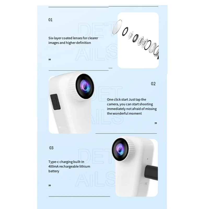 Action Thumb Camera Anti-Shake 4K WIFI Pocket Camera Wireless Remote Control Outdoor Cycling Bodycam Sports Camera-WMAN 4