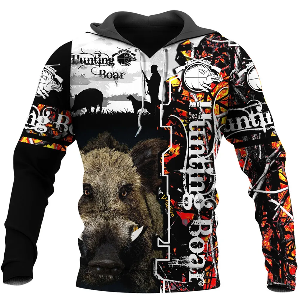CLOOCL Men Hoodie Beautiful Boar Hunting 3D Pattern Design Printed