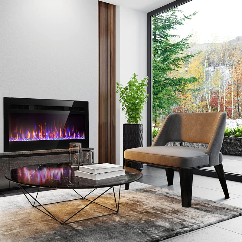New 3D Electric Fireplaces Home Heater Indoor Stoves Recessed Wall Mounted Decor Flame Electric Fireplaces 31"36"43"50"60"72"