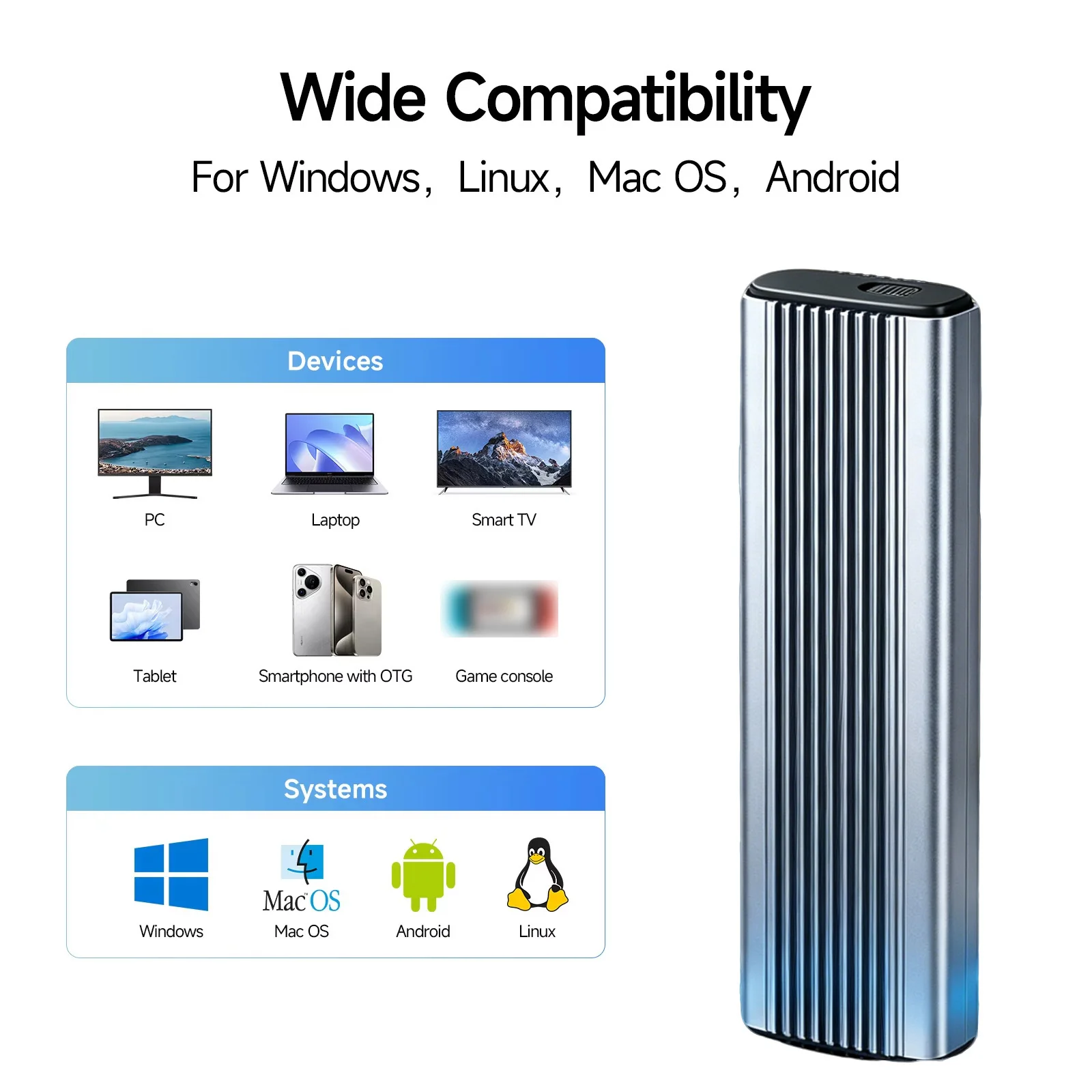 케비두메이 M.2 NVME SATA SSD 케이스 USB 3.1 Gen1 외장 하드 디스크 박스 툴리스 10Gbps 엔클로저 어댑터 (2230 2242 2260 2280 호환)