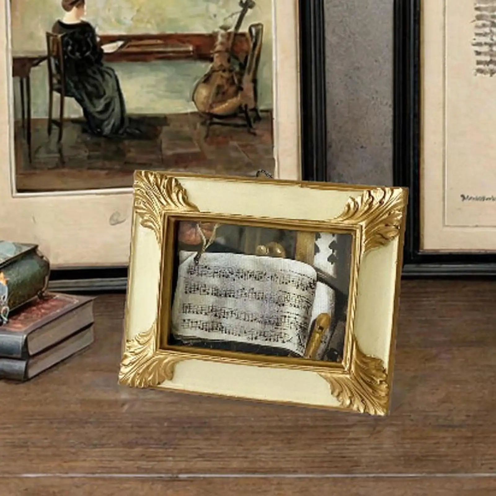 Desktop Picture Frame Centerpiece Table Decoration Home Decor Retro Style Artwork Decorative Painting for Bedroom Indoor