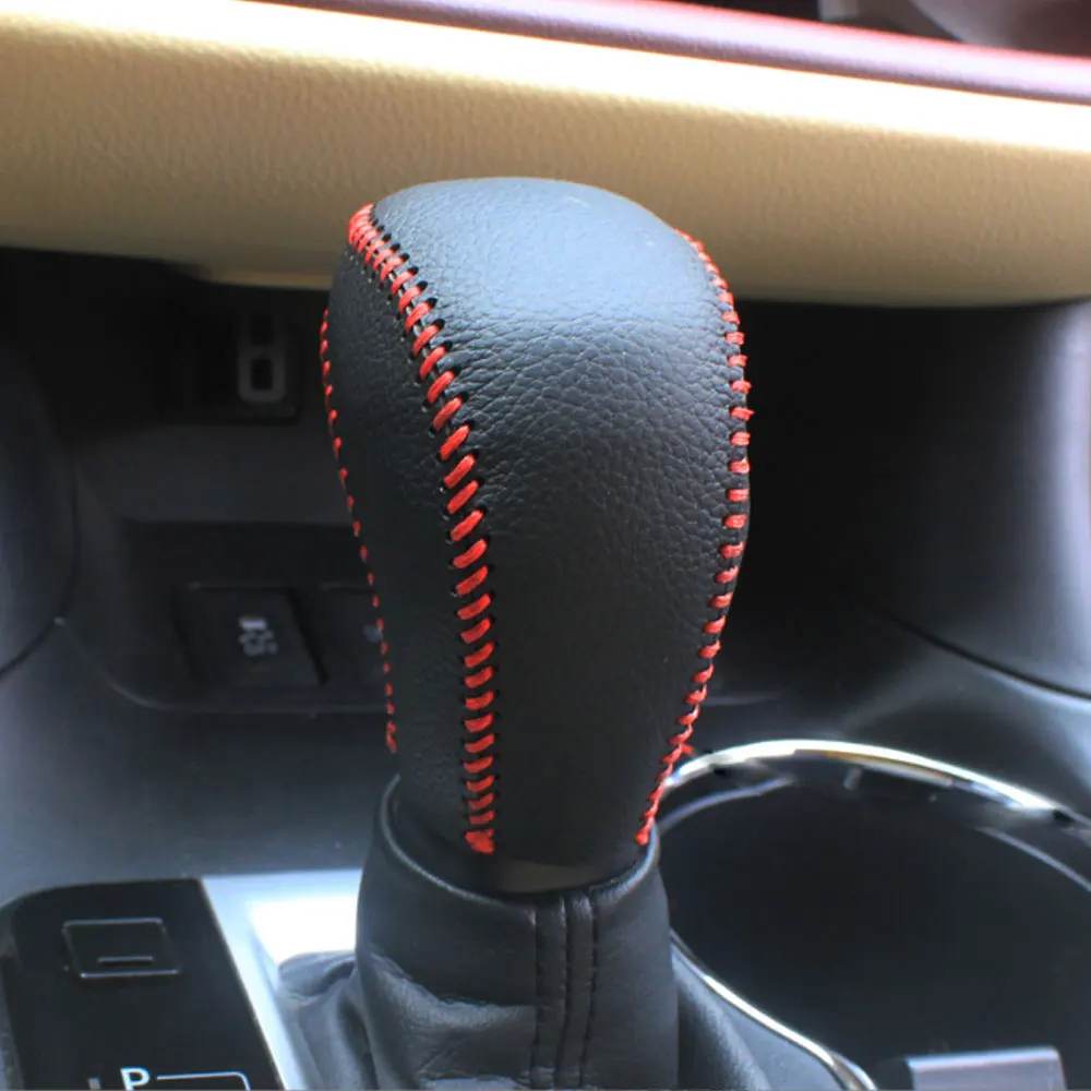 Black/Red Car Leather Gear Shift Collars Gear Head Shift Knob