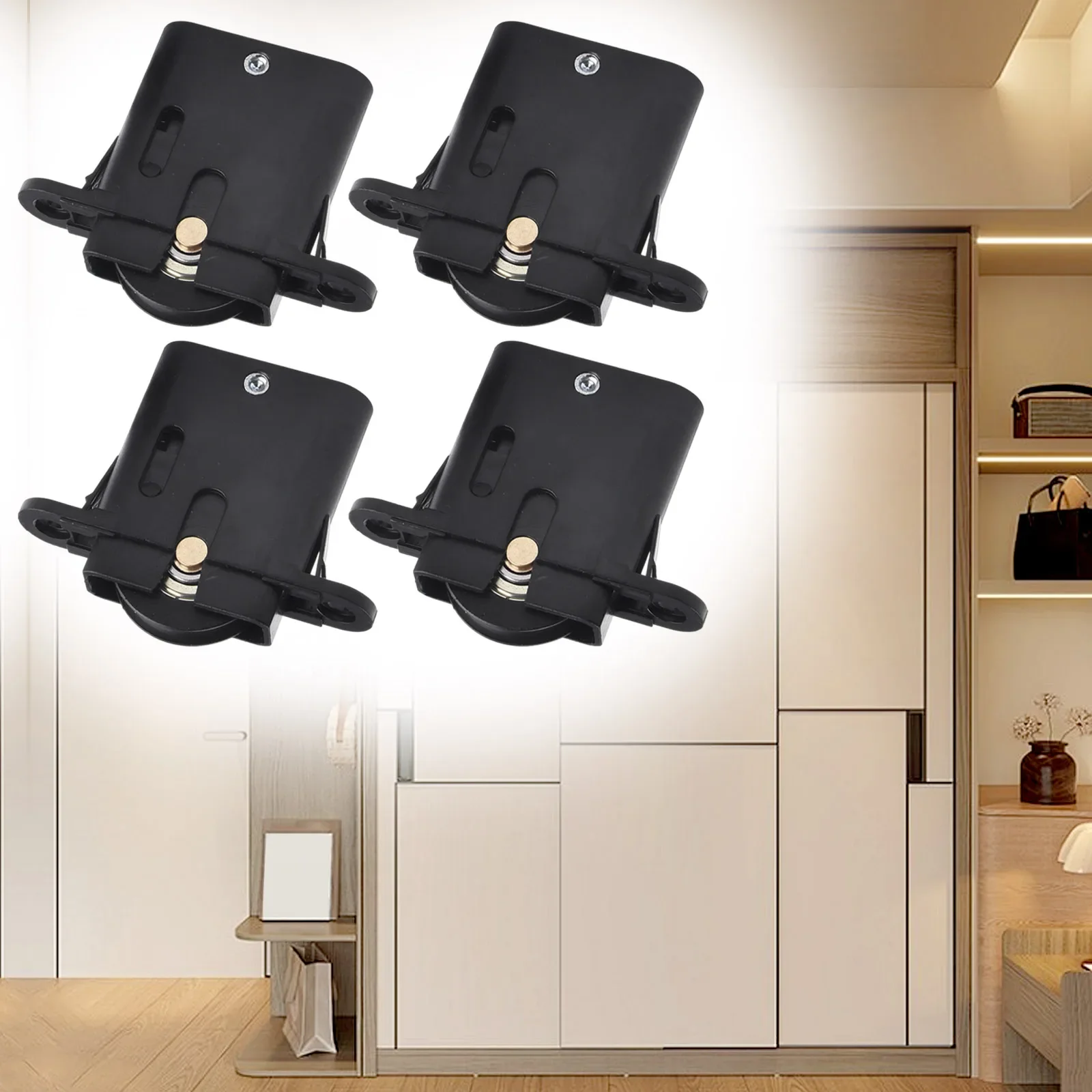 

4pc Wardrobe Door Window Pulleys 32mm Nylon Black Sliding Doors Roller Wheels Replacement Pulley Cupboard Door Wheel Hardware