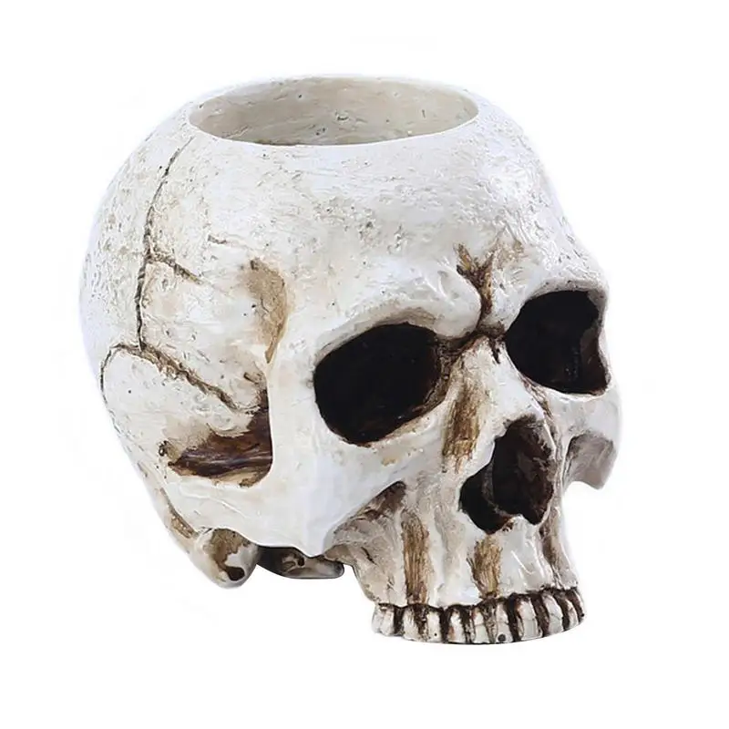 

Novelty Skull Candle Holder Tearing Skull Candle Holder Halloween Spooky Candlestick Skull Planter Decoration Desktop Ornaments