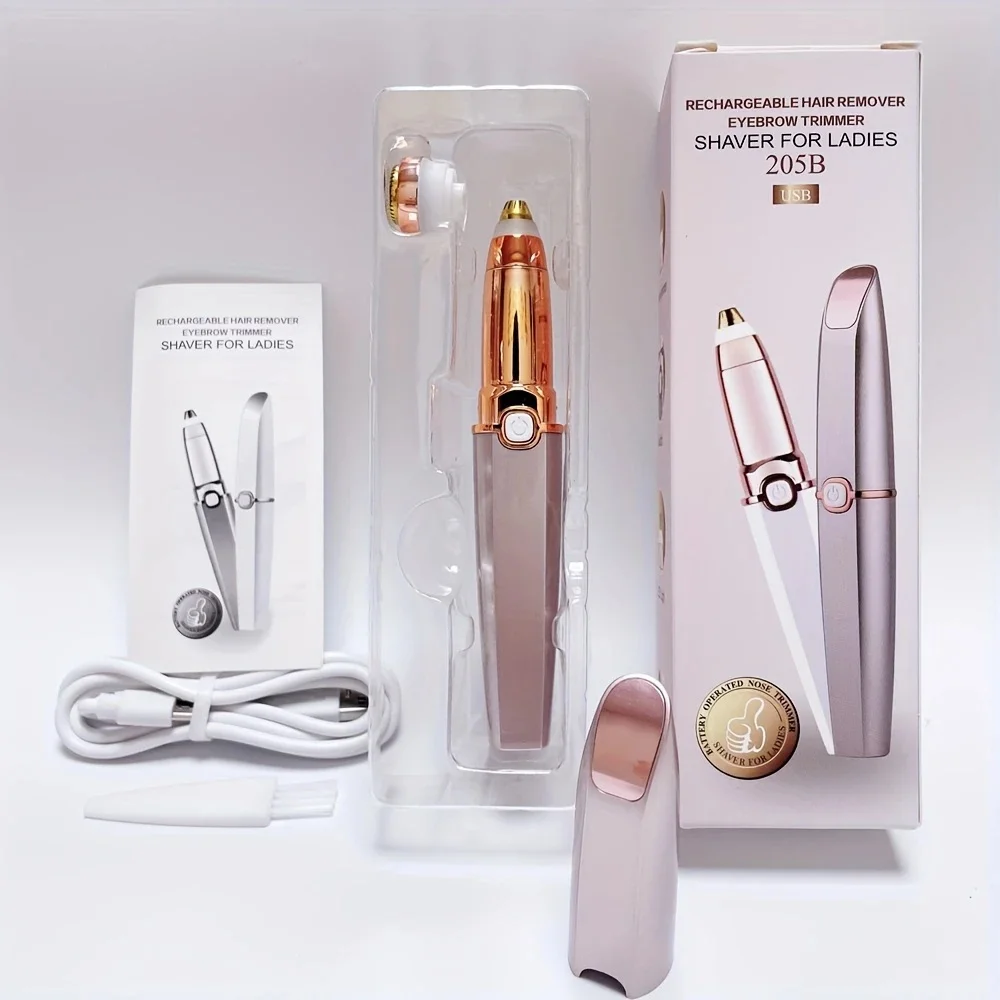 ماكينة حلاقة الوجه وتشذيب الحواجب 2 في 1، قابلة لإ...