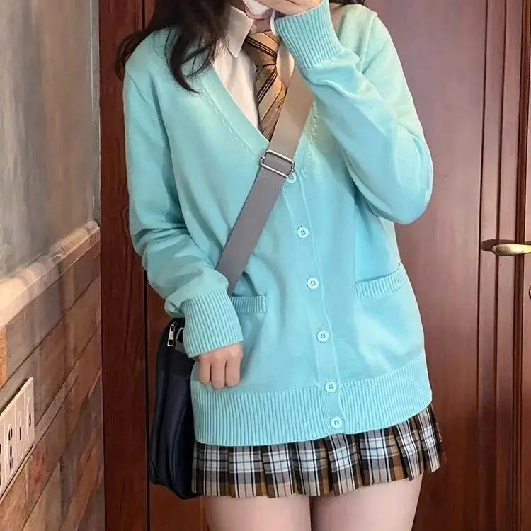 Autumn Pink JK Sweater Cardigan Coat Women's College Style Uniform Cardigan Student Cute Knitted Sweater