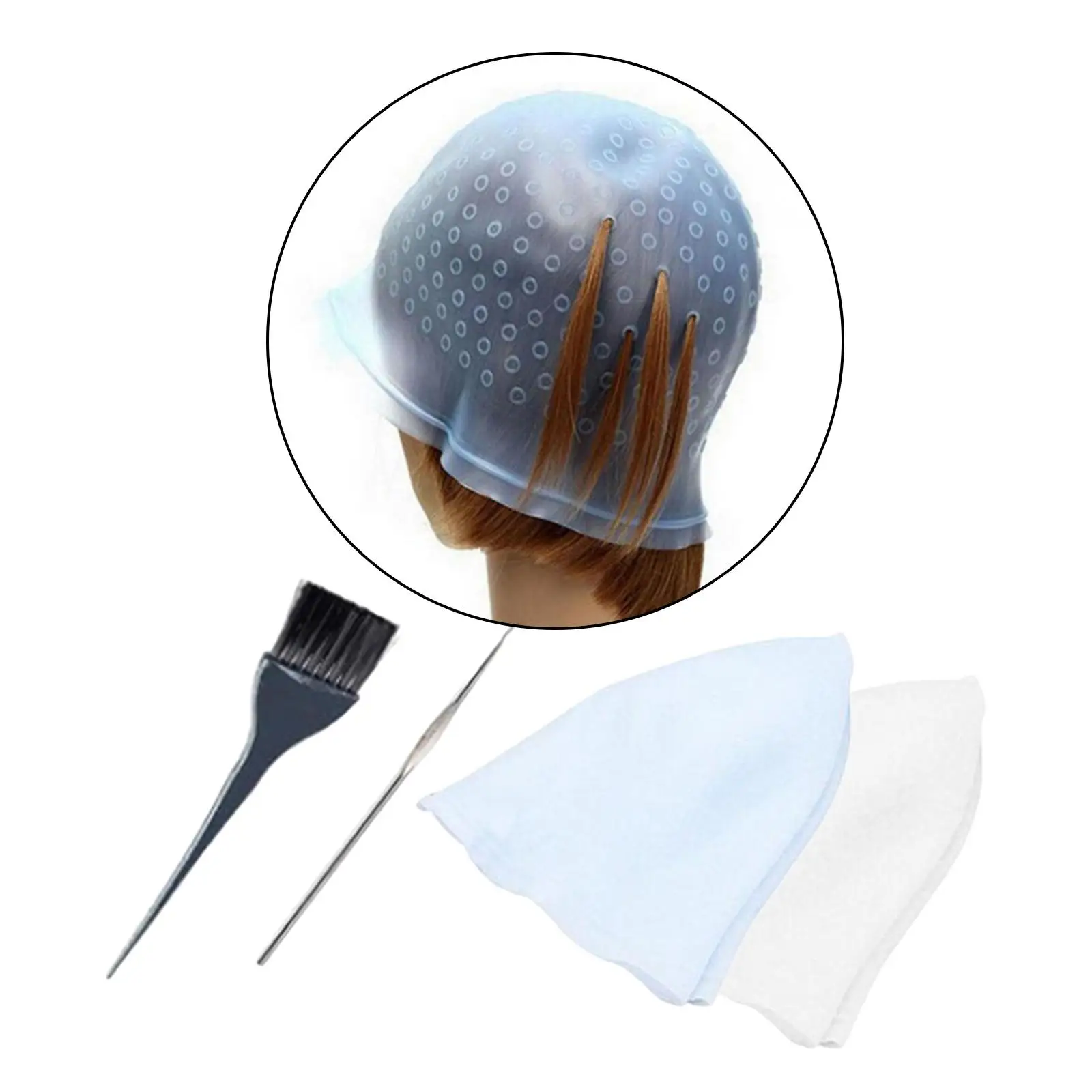 

2 Pieces Silicon Hair Colouring Highlighting Dye Frosting Hat