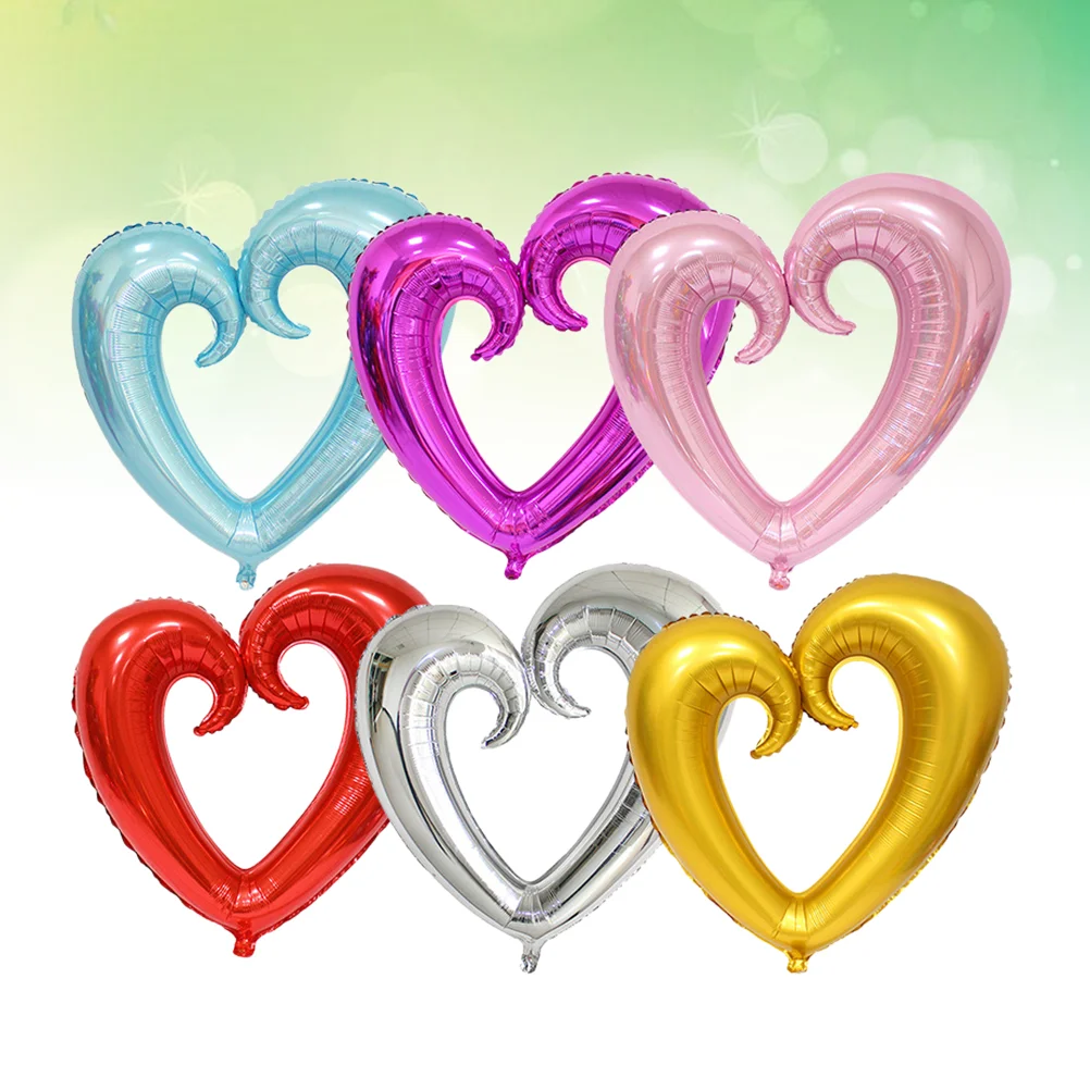 

6 Pcs Colorful Balloons Aluminum Decor Foil Ballons Heart Shaped Helium Decorate