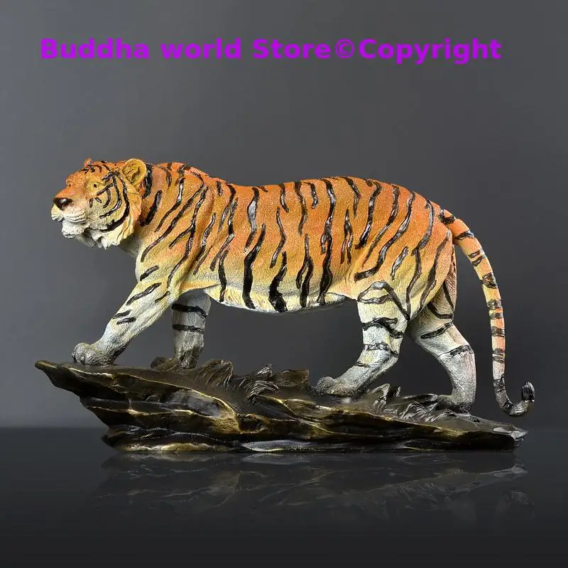 

29CM large HOME office Company SHOP Spiritual art TOP GOOD Color Bronze Tiger Christmas GOOD LUCK Brave Mascot Decorative statue