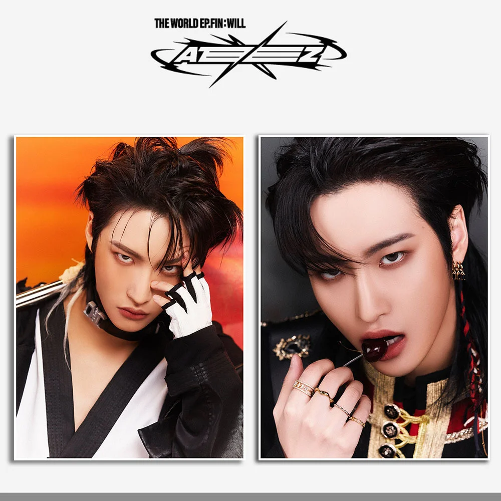 

Kpop ATEEZ Photo Poster WORLD EP FIN WELL Self-Adhesive Poster Photo Hanging Picture Hongjoong Seonghwa Gift Fans Collectionso