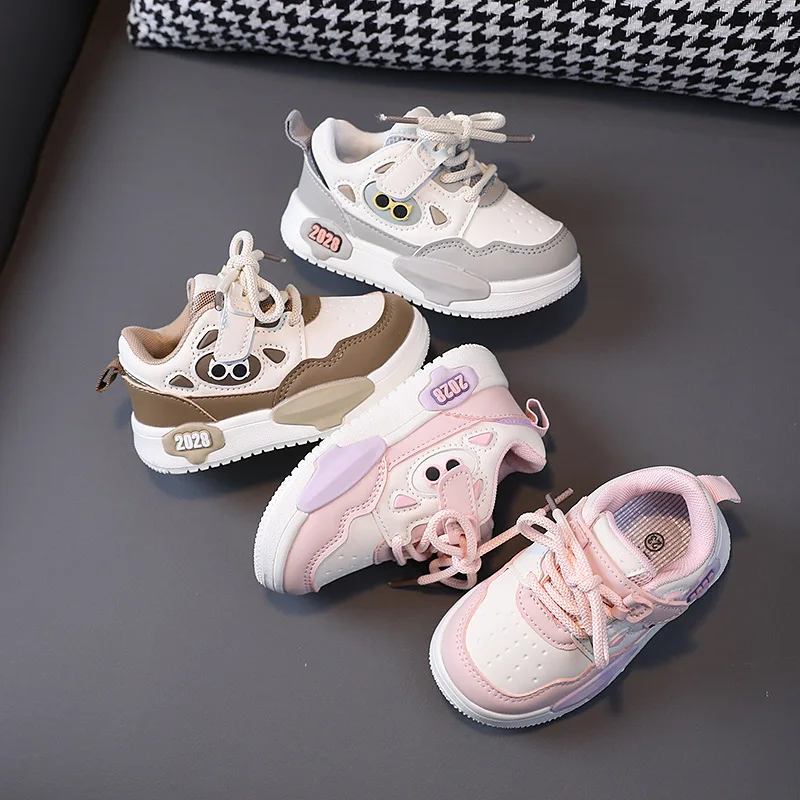 

Children's Leather Board Shoes 2023 Autumn New Comfort Soft Sole Sneakers Kids Girls Boys Running Shoes Cute Student Casual Shoe