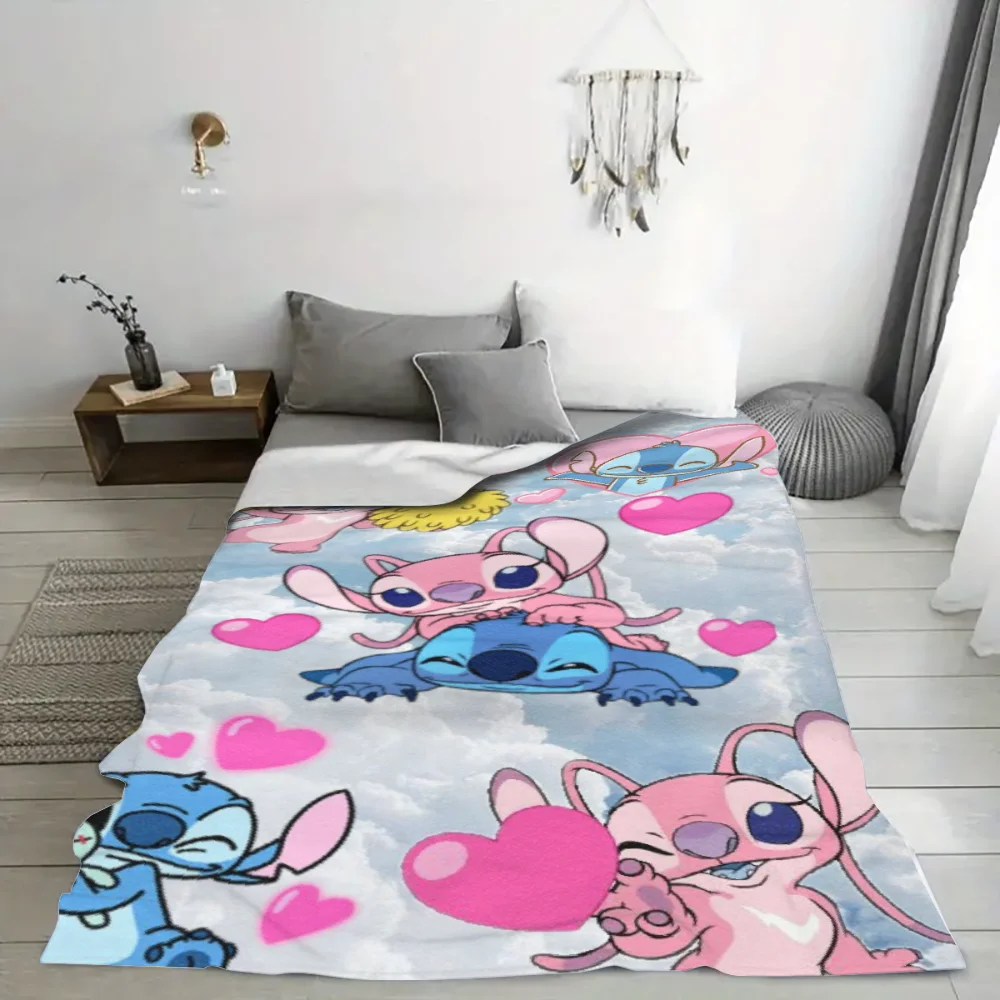 1PC Stitch flannel blankets are comfortable and cute, suitable for all seasons, perfect for living room decoration, sofa deco 3